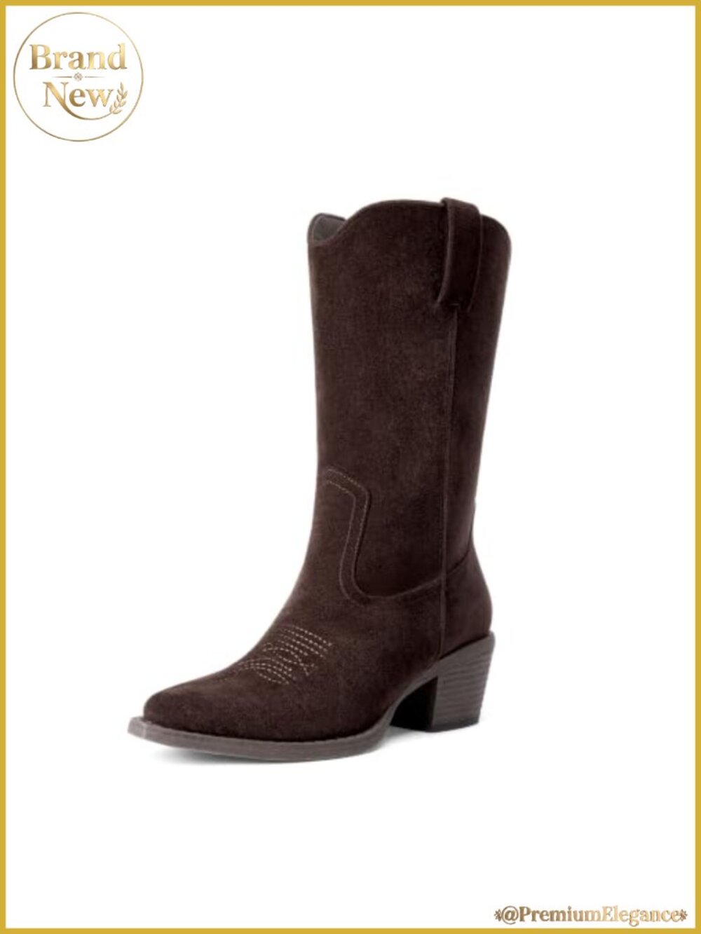 Cowgirl Western Boots Mid-Calf Pull-On with TPR Outsole